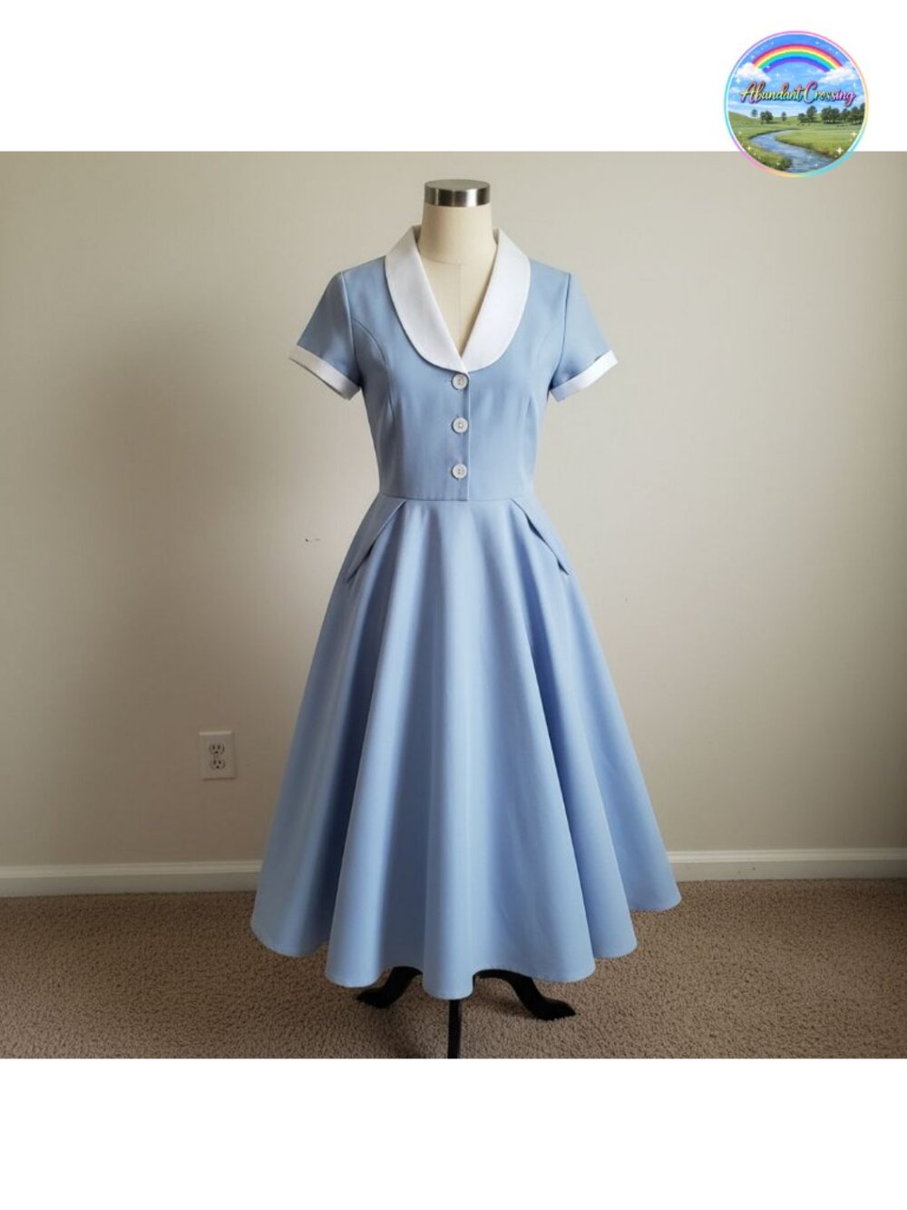 Vintage 1950s Cocktail Swing Dress With Pockets Rockabilly Midi